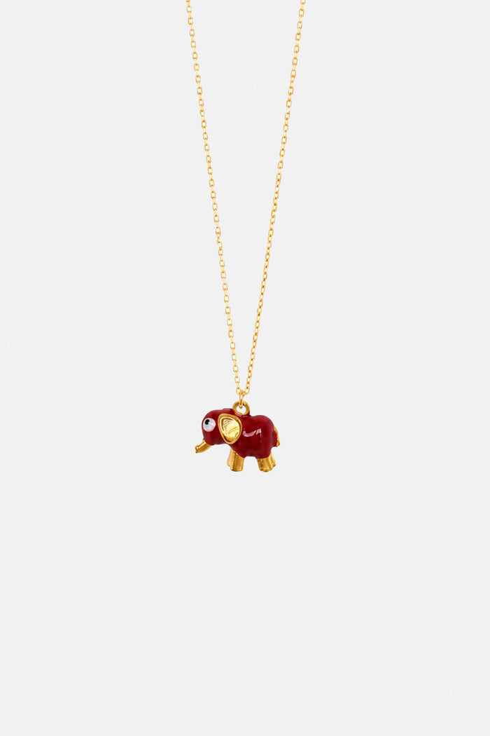 ENAMEL NECKLACE "LITTLE ELEPHANT" BORDEAUX