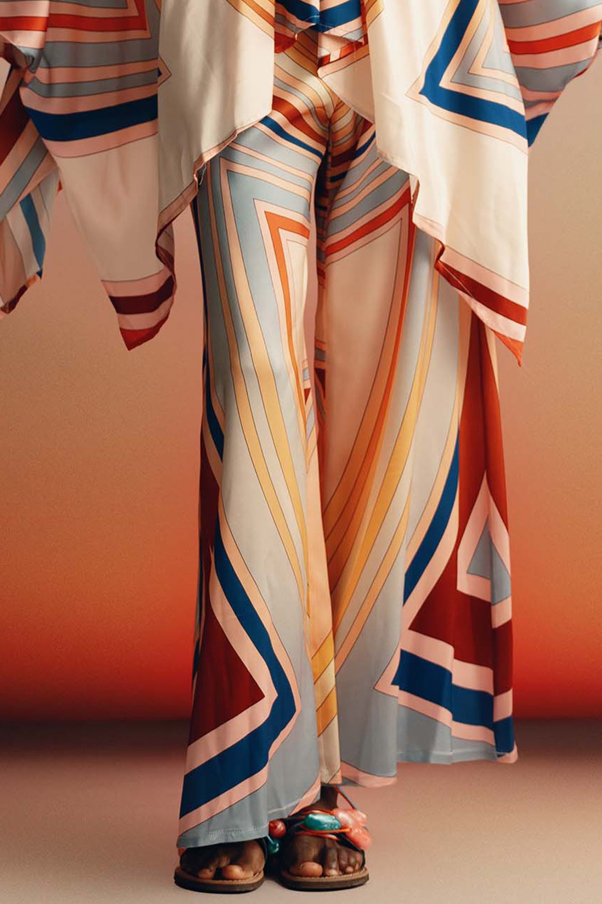 SILKY PALAZZO PANTS "ELLI" RAINBOW WHEEL