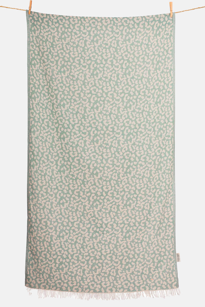 WOVEN BEACH TOWEL "LEOPARD" EUCALYPTUS