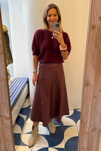 VEGAN LEATHER SKIRT BORDEAUX