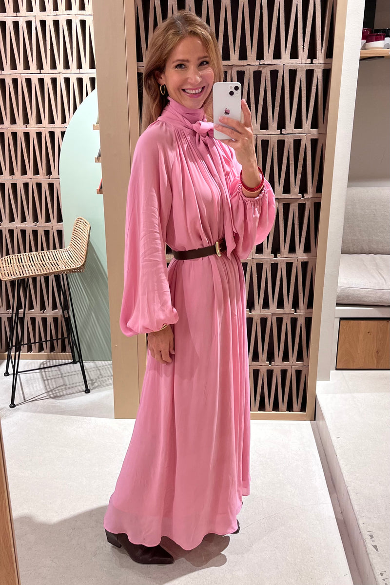FLOWY VISCOSE CHIFFON DRESS "LILY" DUSTY PINK
