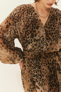 LONG TRANSPARENT CHIFFON DRESS "LEOPARD"