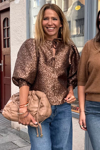 SHINY JACQUARD BLOUSE COPPER/GOLD