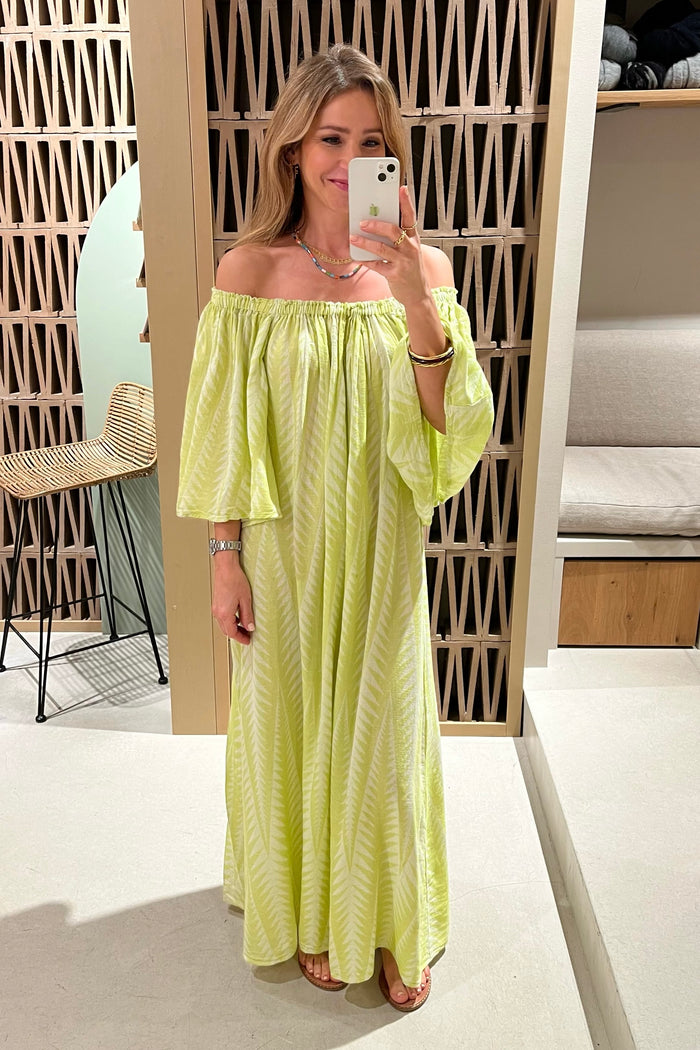 OVERSIZED OFF-SHOULDER DRESS "FINIKAS" LIME