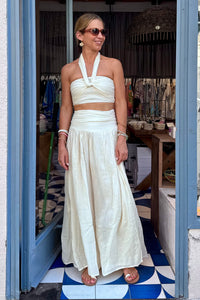 SLITTED MUSSELINE MAXI SKIRT "SYMI" NATURAL