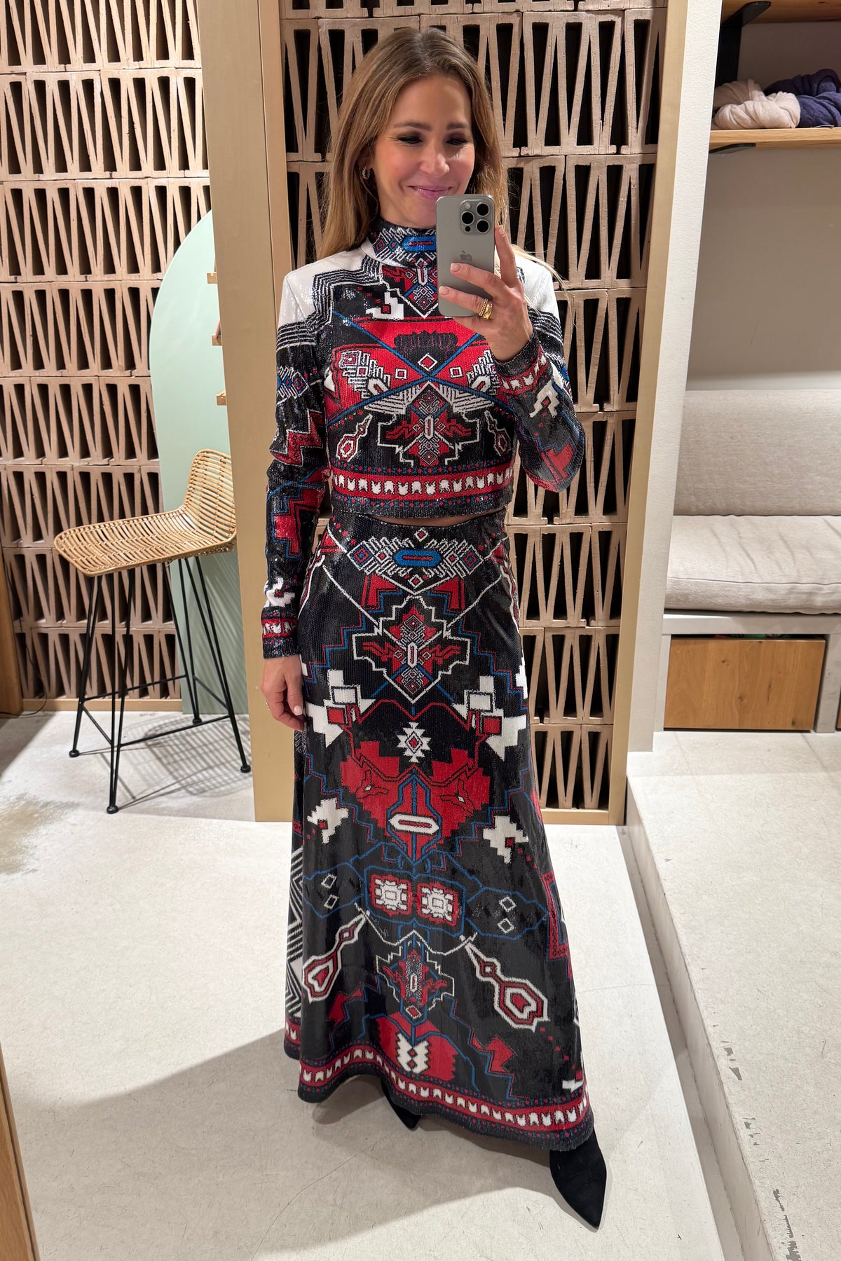 LONG SKIRT WITH SEQUINS MULTICOLOR