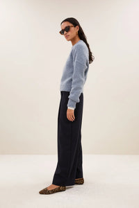 ALPACA BULKY KNIT PULLOVER "SONNY" CLOUD BLUE