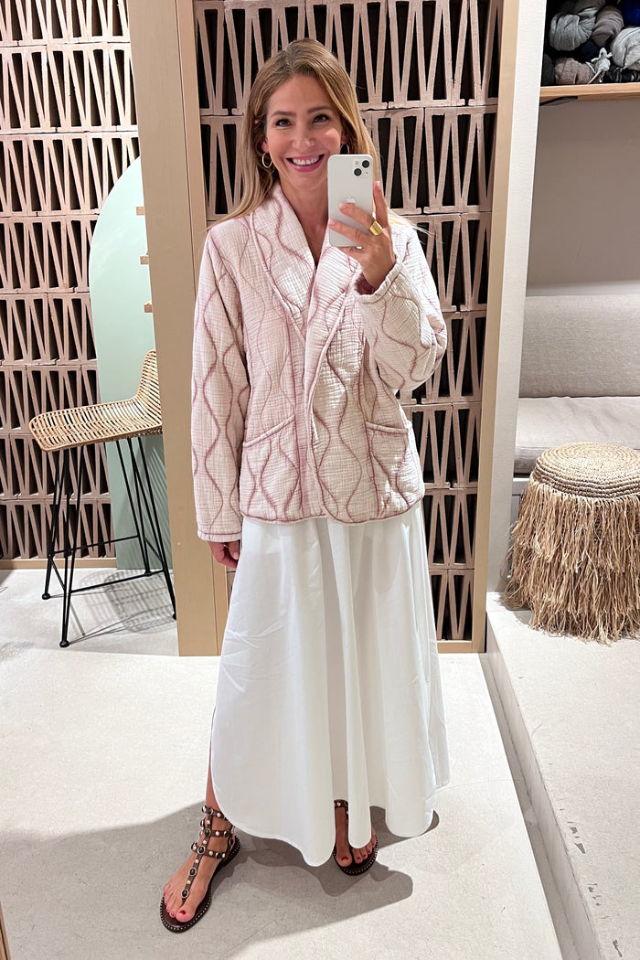 PADDED COTTON MUSSELINE JACKET "SANTORINI" POUDRE