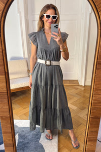 LONG COTTON GAZE DRESS "THIRA" GREY