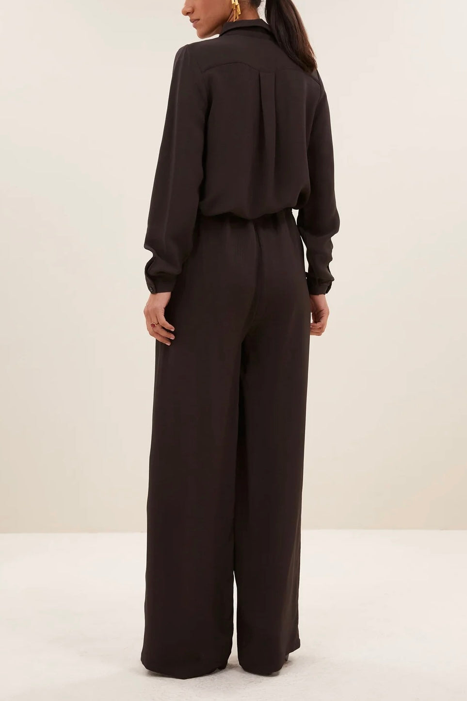 WIDE LEG VISCOSE PANTS „CAFE NOIR“