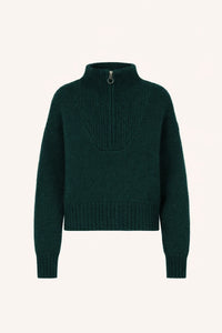 OVERSIZED PULLOVER WITH ZIPPER FOREST GREEN