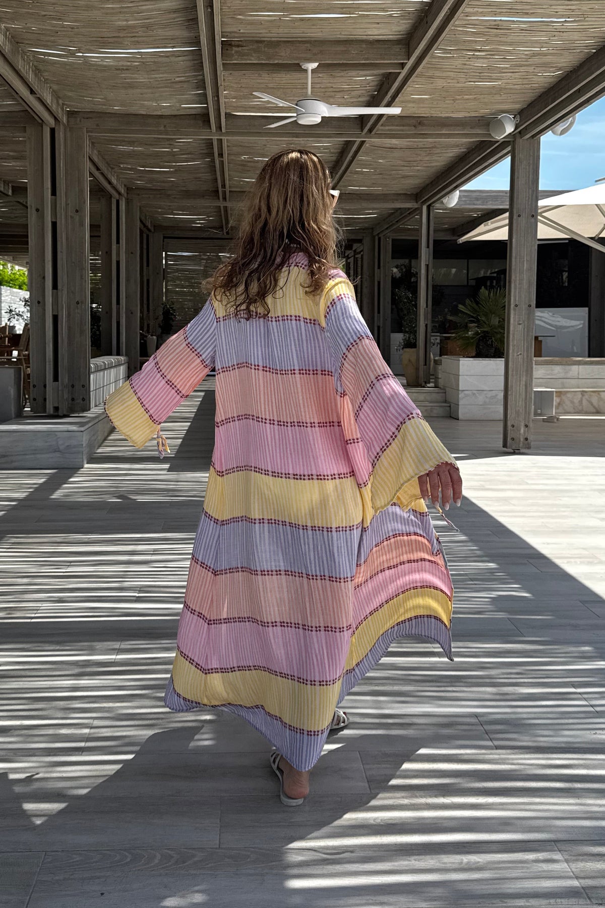 LONG WOVEN KIMONO "LEROS" MULTICOLOR