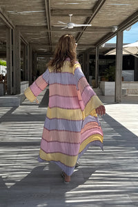 LONG WOVEN KIMONO "LEROS" MULTICOLOR