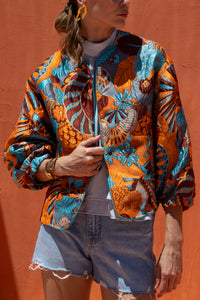 *PRE ORDER* SHORT JAQUARD JACKET „FLOWERDREAM“ ORANGE/MINT