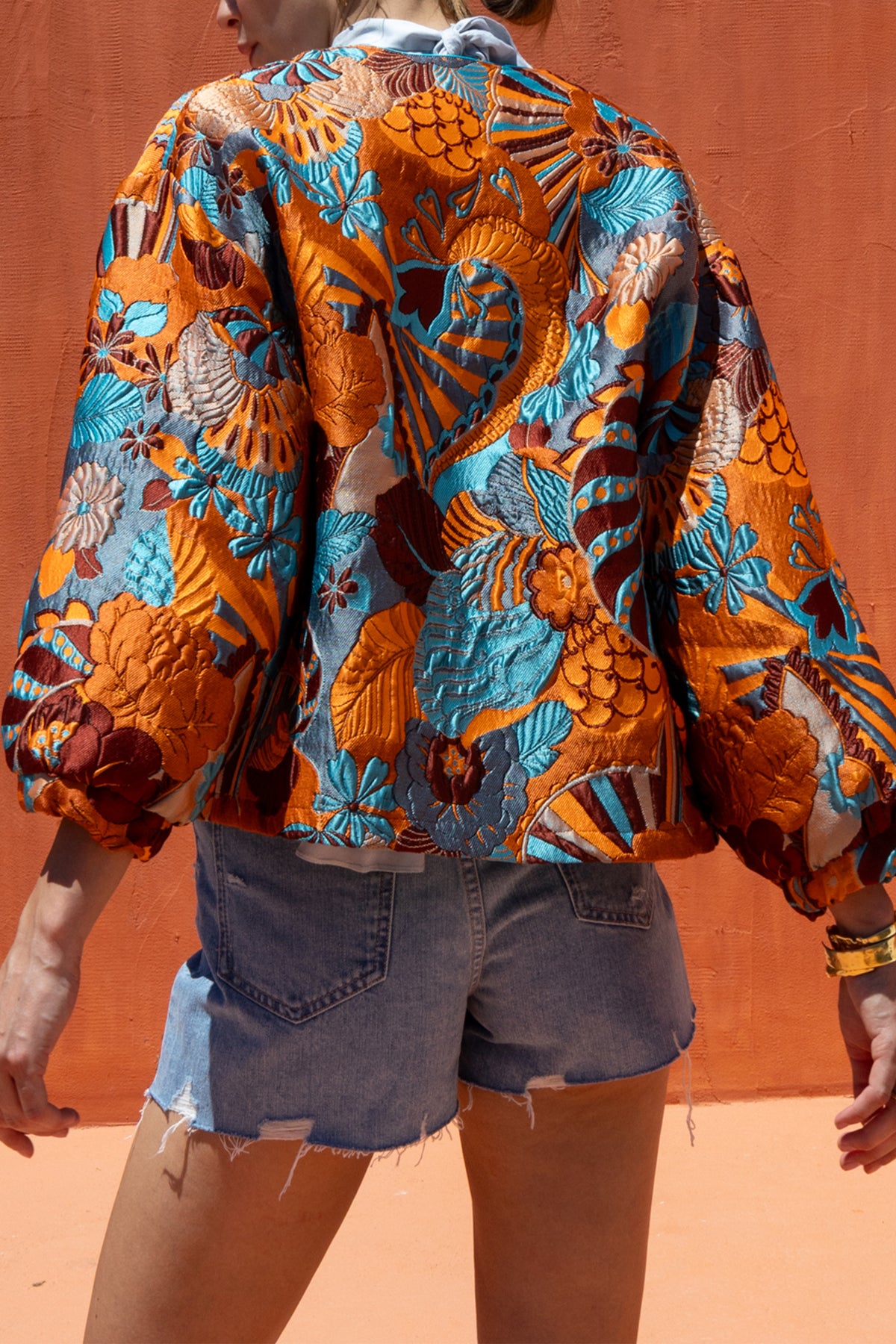 *PRE ORDER* SHORT JAQUARD JACKET „FLOWERDREAM“ ORANGE/MINT