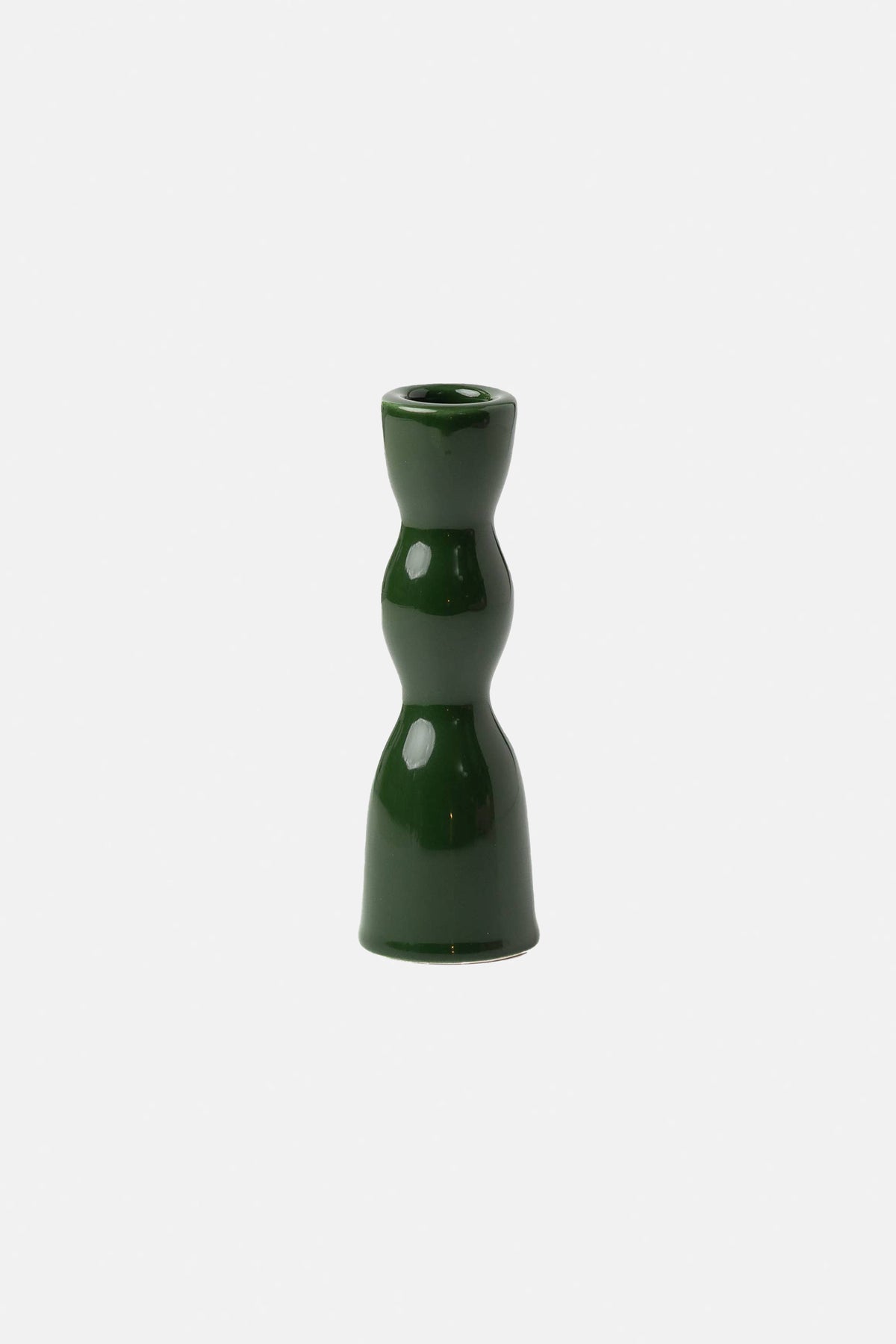 CERAMIC CANDLE HOLDER FOREST GREEN