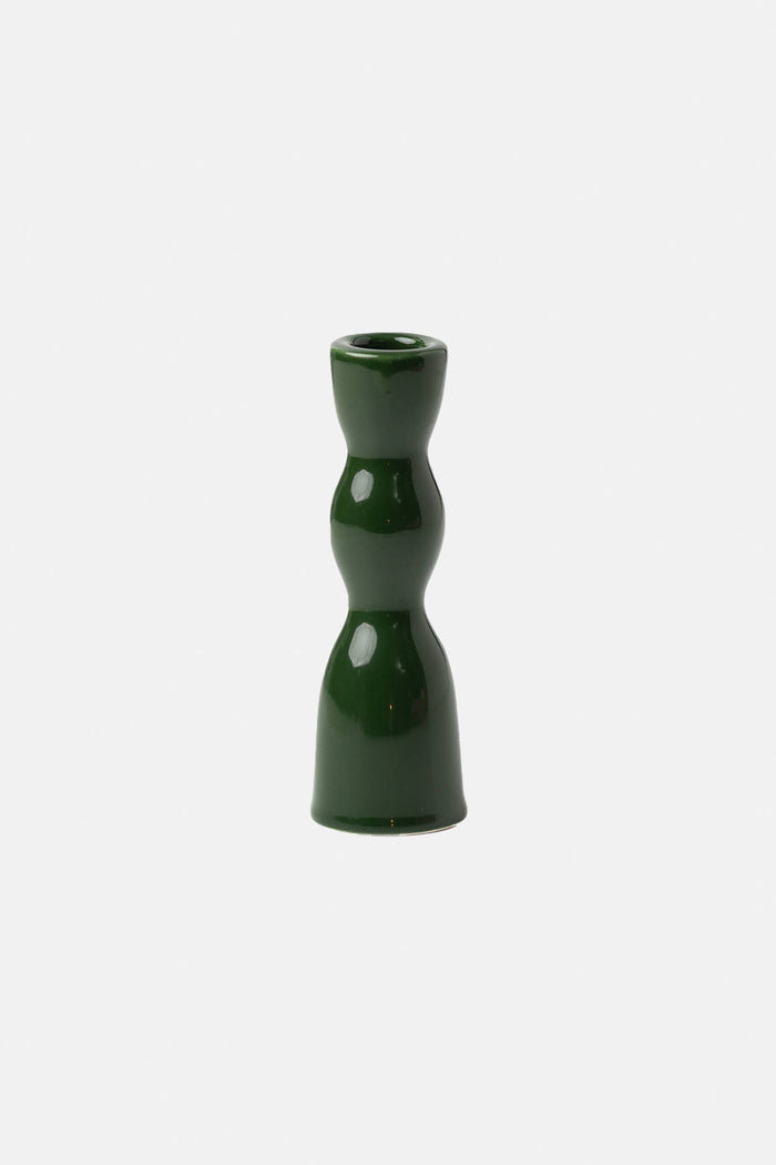CERAMIC CANDLE HOLDER FOREST GREEN