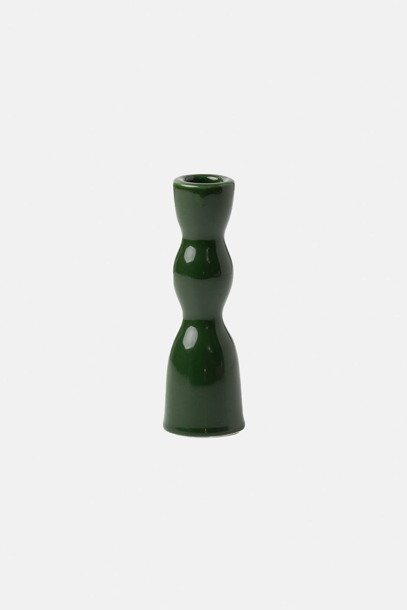 CERAMIC CANDLE HOLDER FOREST GREEN