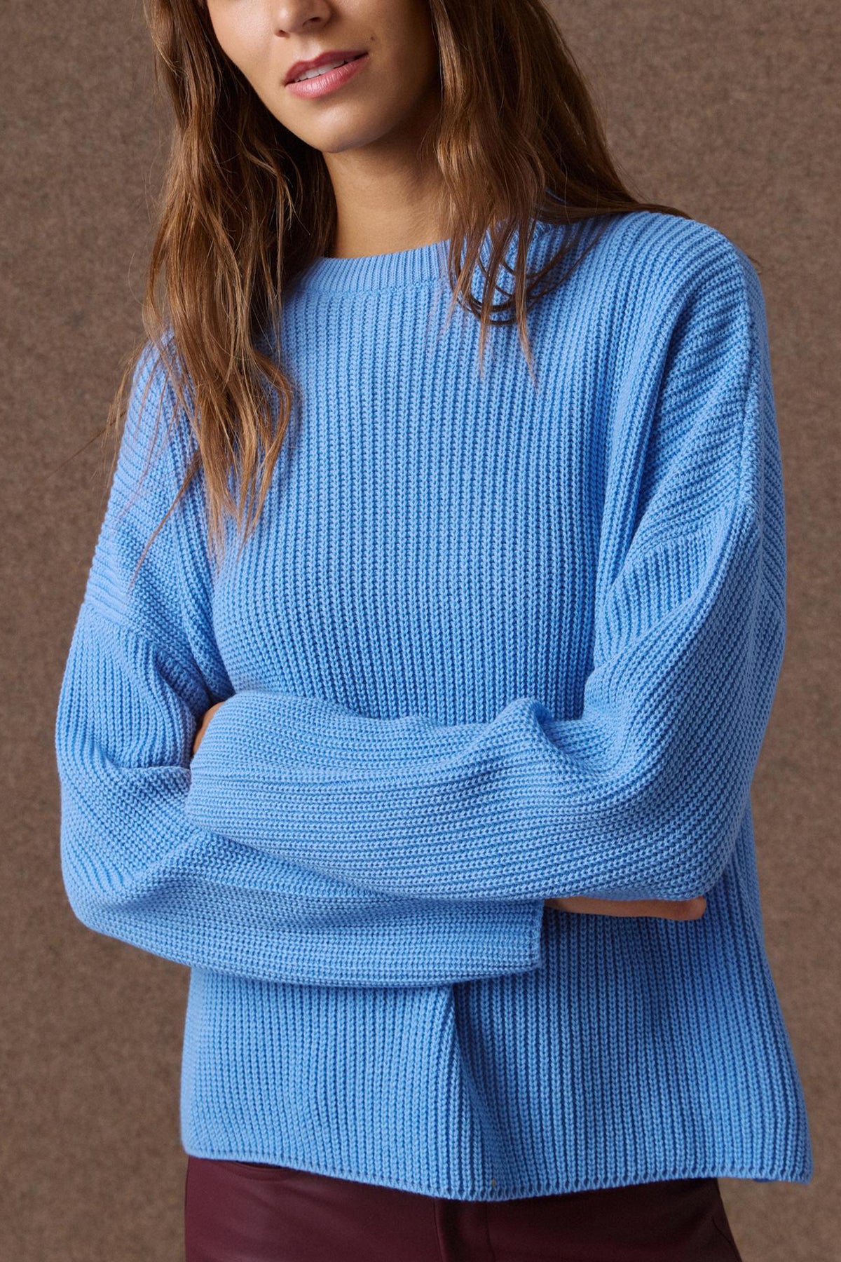 OVERSIZED KNIT PULLOVER FRESH BLUE