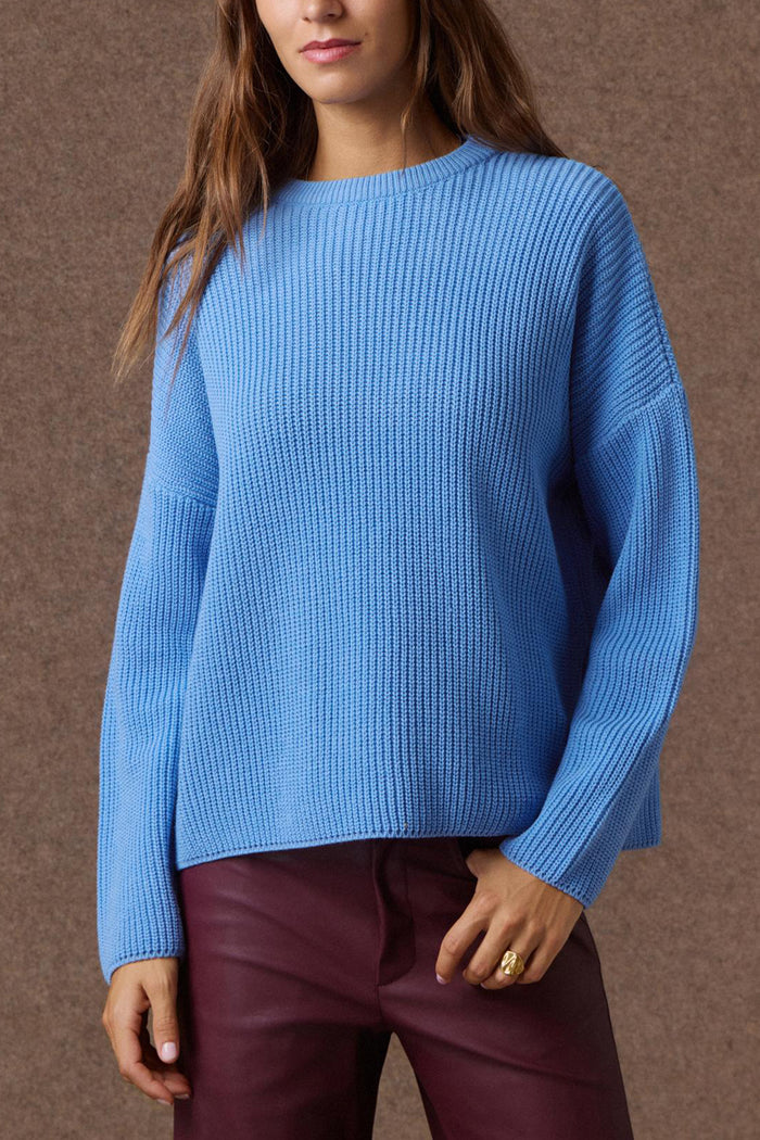 OVERSIZED KNIT PULLOVER FRESH BLUE