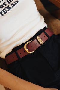 LEATHER BELT "SENSUOUS WHISPER" BORDEAUX