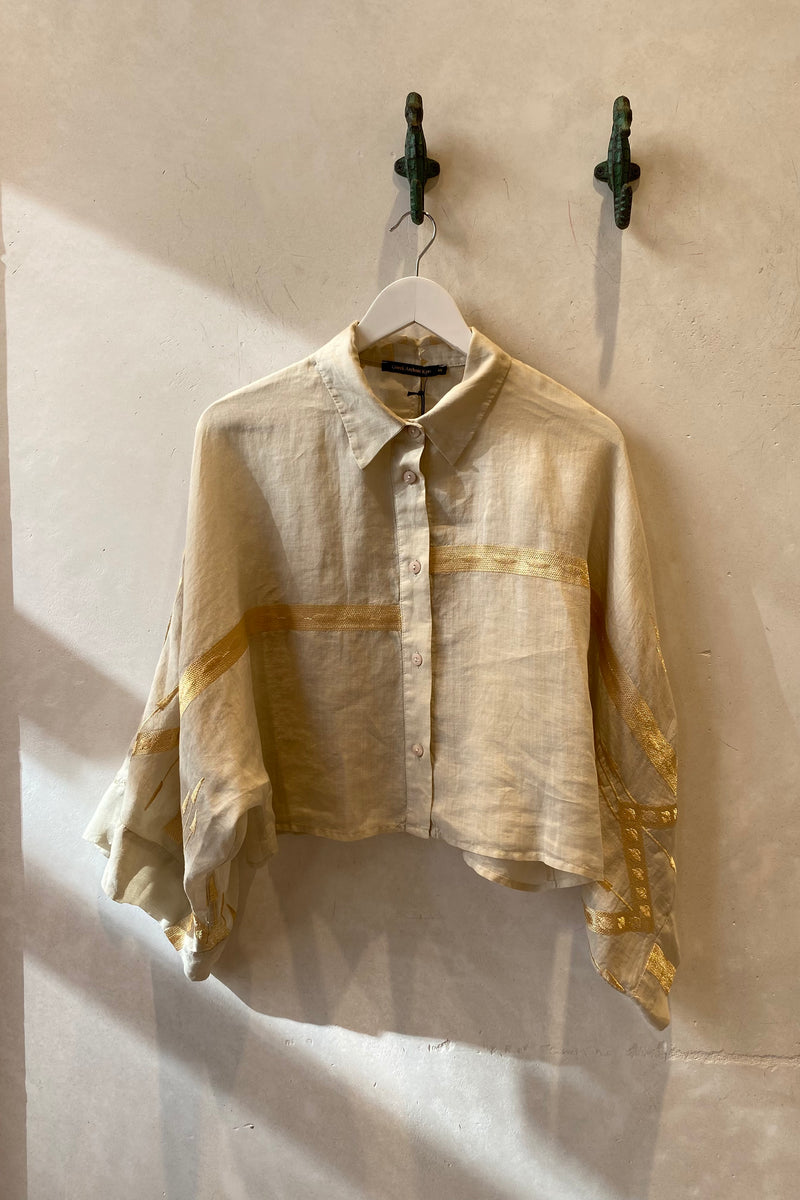 CROPPED BLOUSE "ROOTS" BEIGE/GOLD