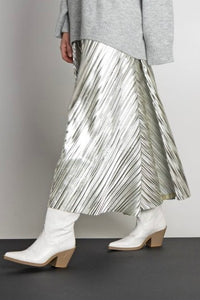 PLEATED MIDI SKIRT “SERENITY” SILVER