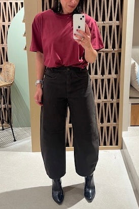 CROPPED DENIM PANTS BROWN