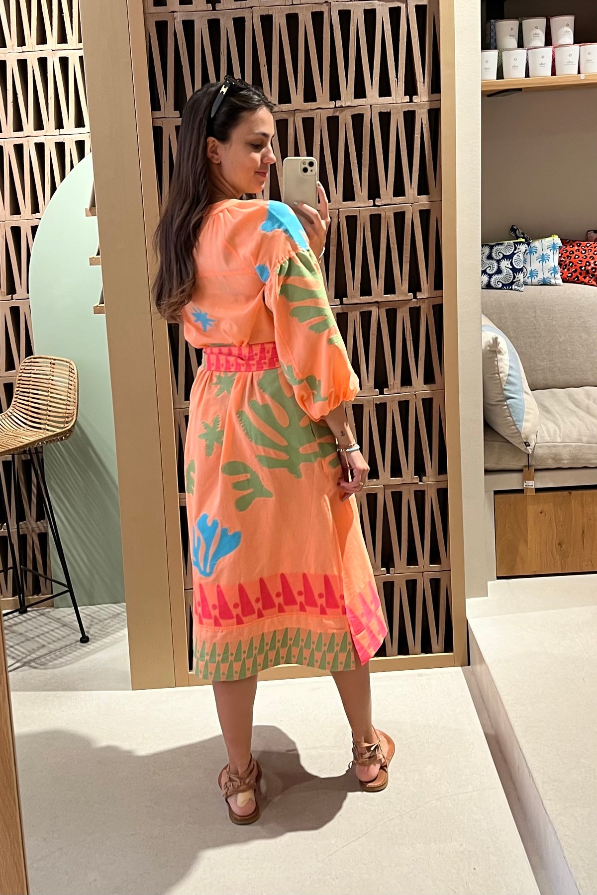 MIDI KAFTAN DRESS "NERINA" ORANGE/GREEN/BLUE