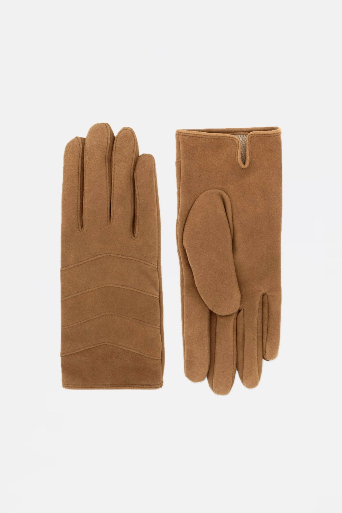 GLOVES SUEDE & CASHMERE „CHEVRON“ CAMEL