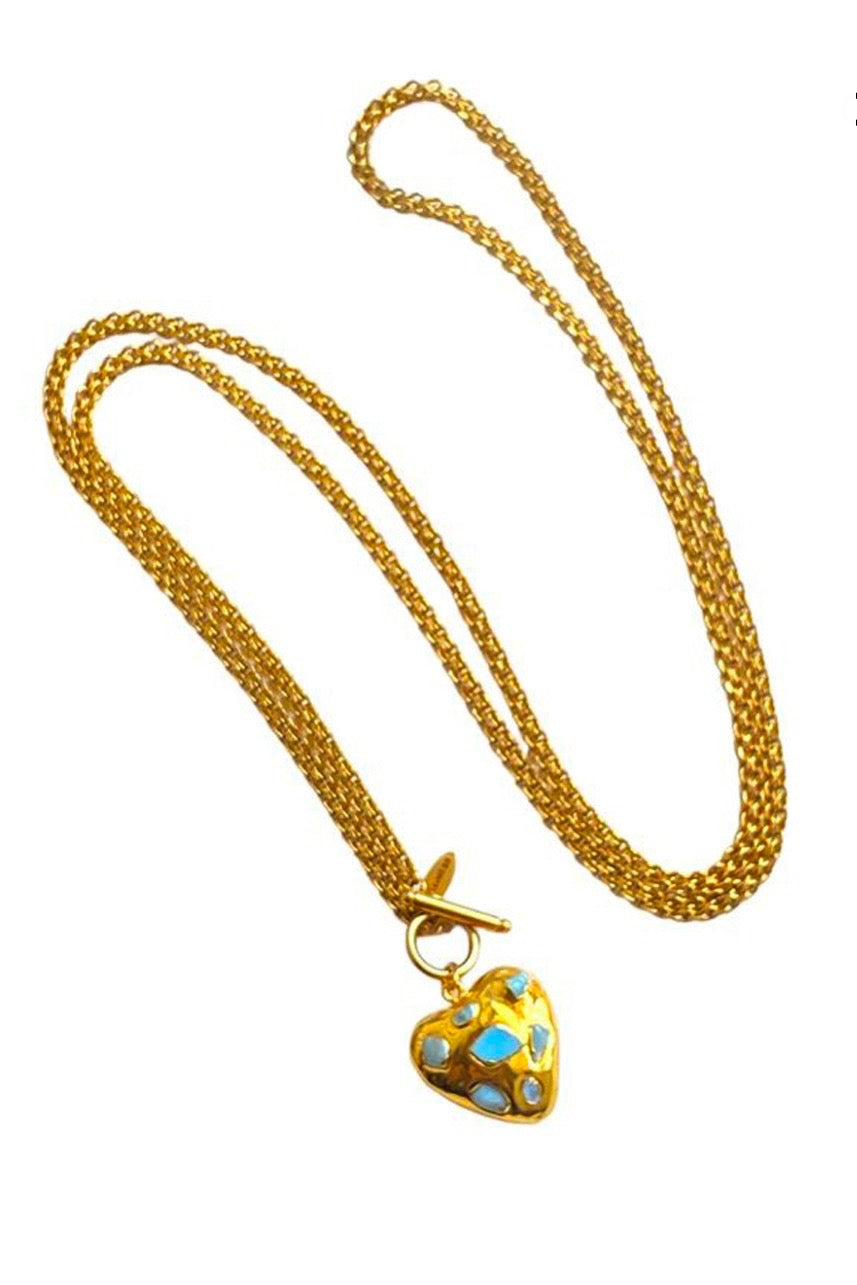 LONG CHAIN NECKLACE “SKY BLUE HEART”