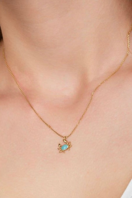 NECKLACE "KAVOURI" GOLD/LIGHT BLUE