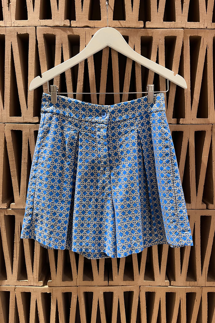 PLEATED COTTON SHORTS "CROSS" BLUE RAF/GOLD