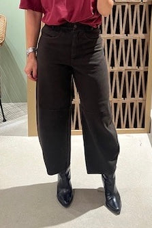 CROPPED DENIM PANTS BROWN