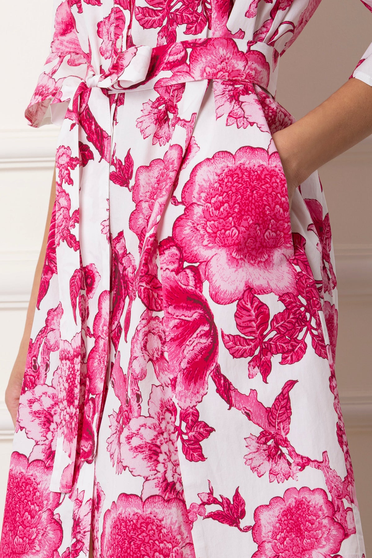 OVERSIZED LONG COTTON DRESS "LITO" WHITE/PINK