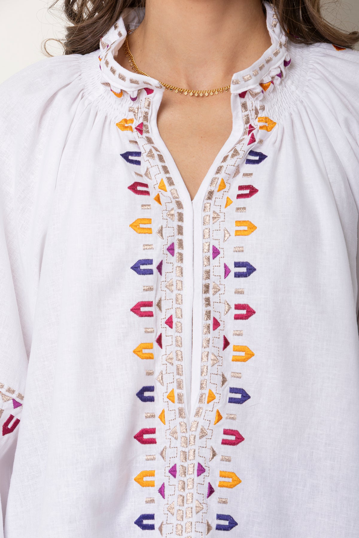 EMBROIDERED BLOUSE "DIMITRA" WHITE MULTICOLOR