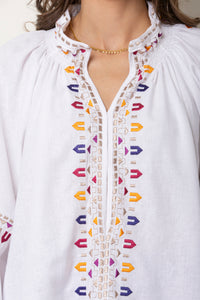 EMBROIDERED BLOUSE "DIMITRA" WHITE MULTICOLOR