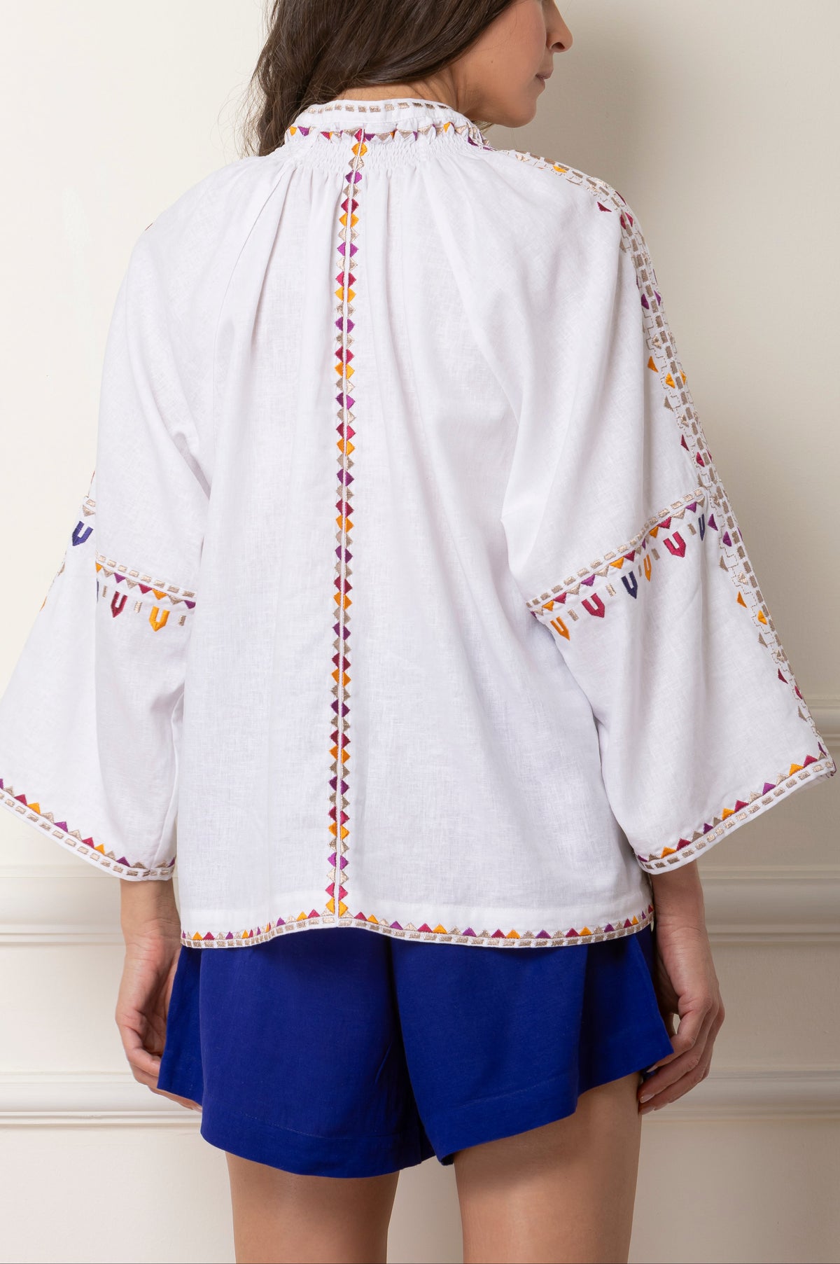 EMBROIDERED BLOUSE "DIMITRA" WHITE MULTICOLOR