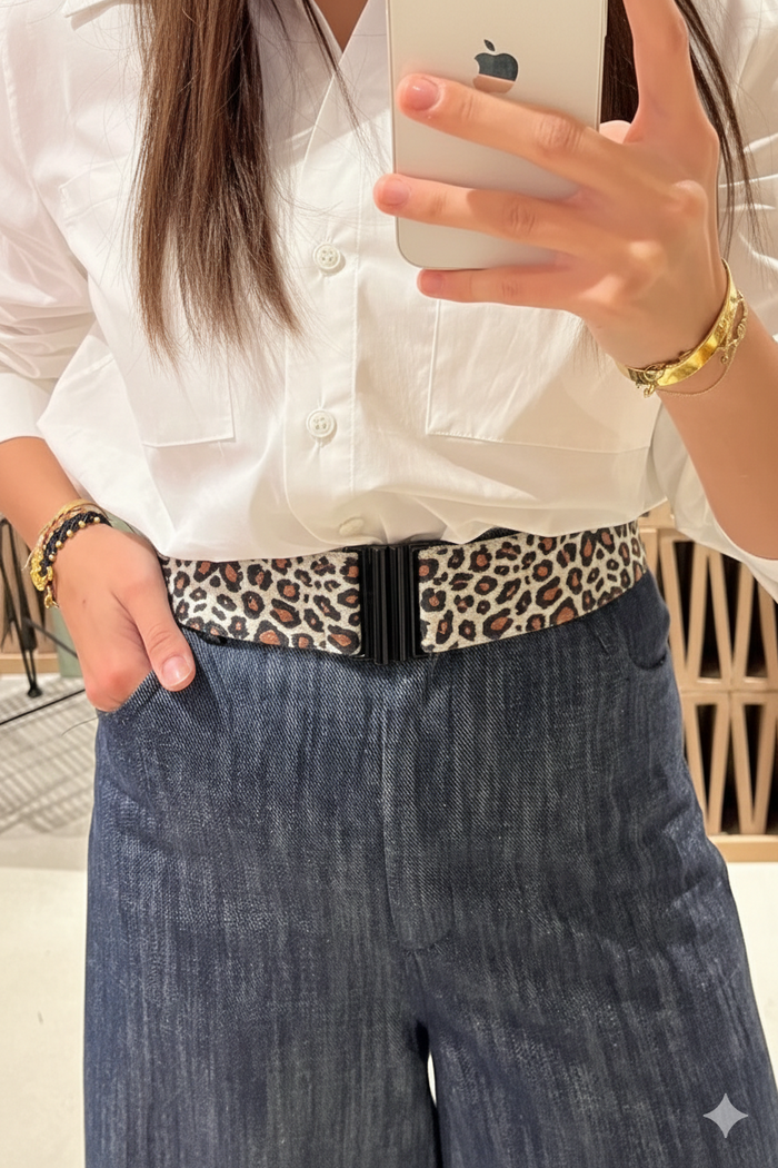 ELASTIC  BELT “LEO" BROWN/BLACK