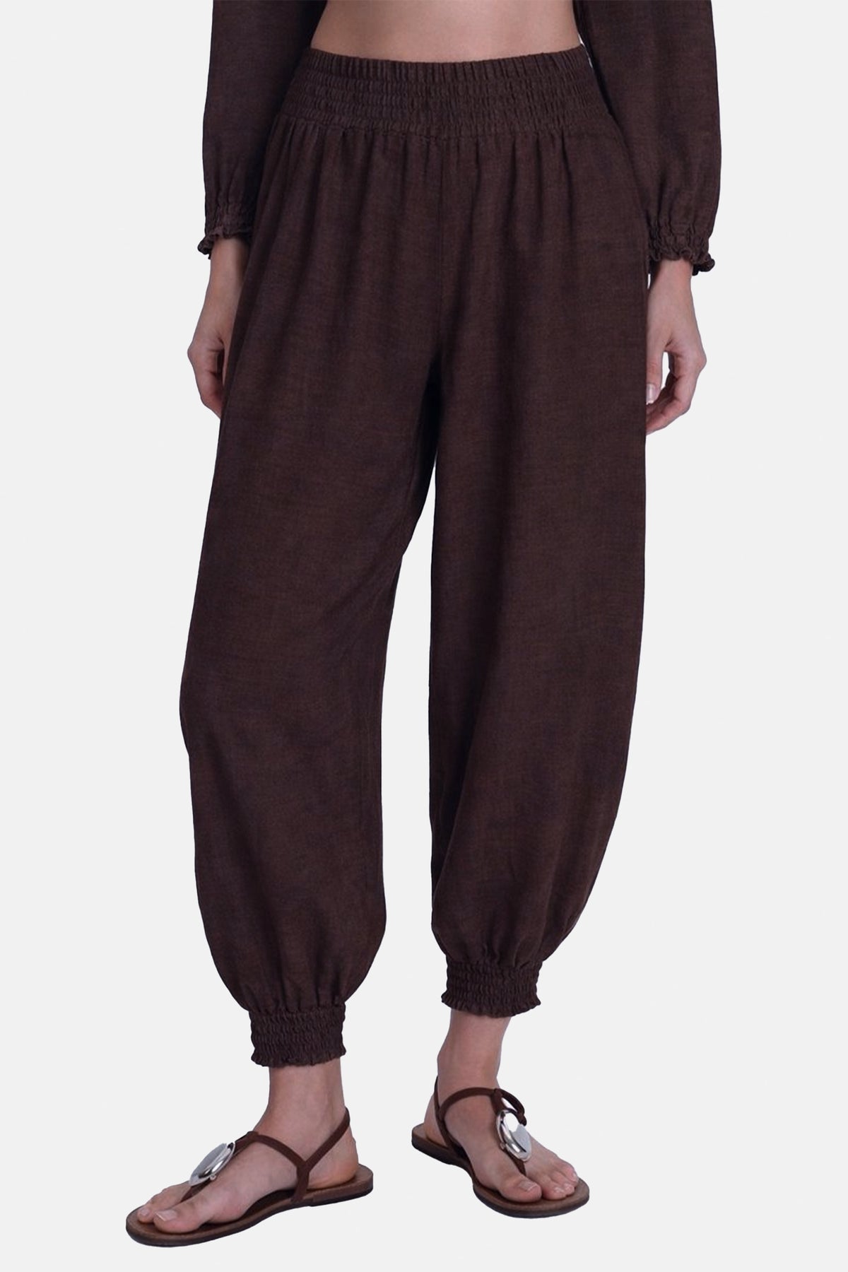 CROPPED HAREM PANTS "MALIA" CHOCOLATE