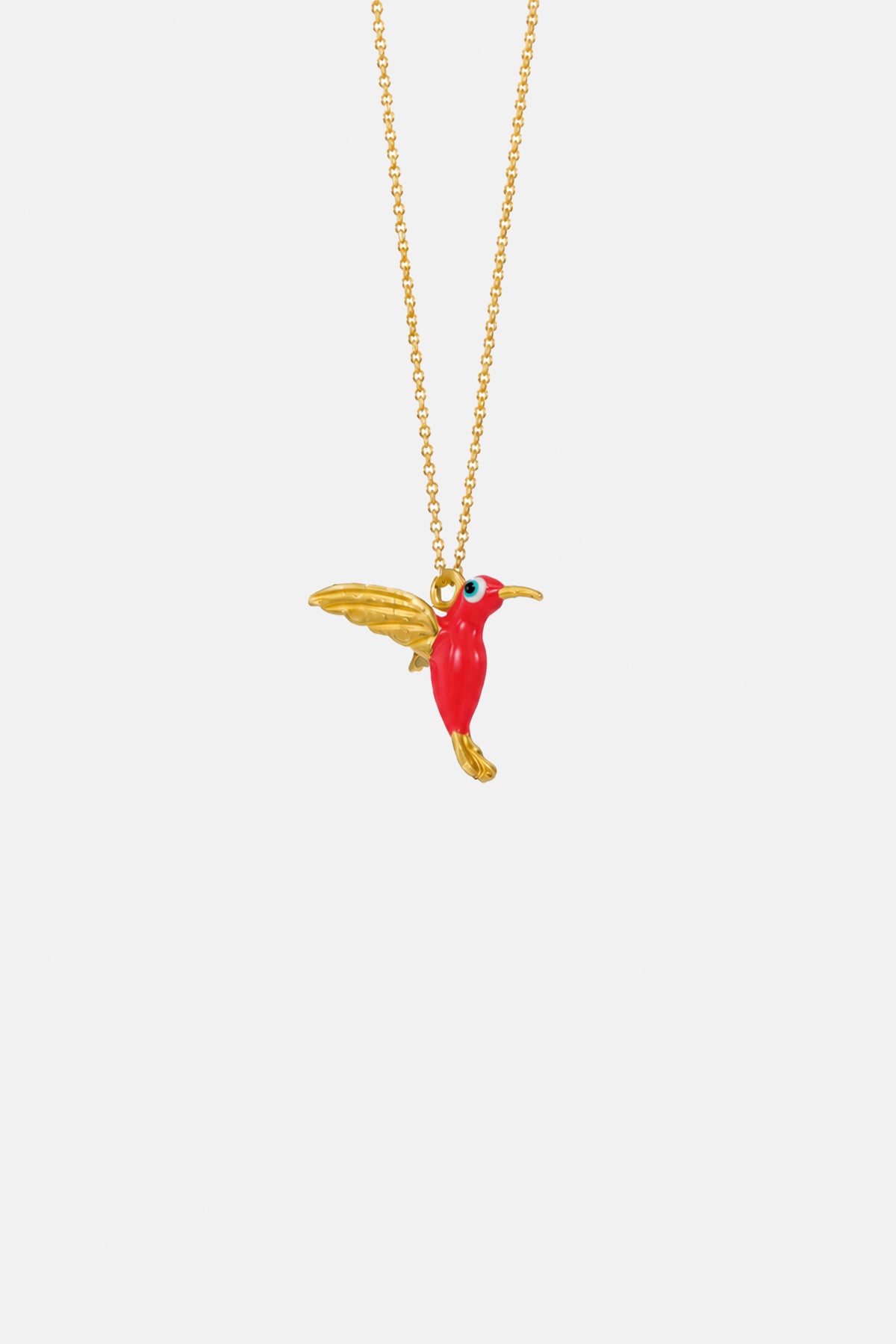 ENAMEL NECKLACE "HUMMINGBIRD" RED