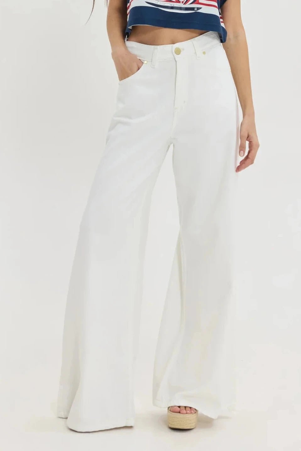 EXTRA WIDE LEG DENIM PANTS "SALEM" WHITE