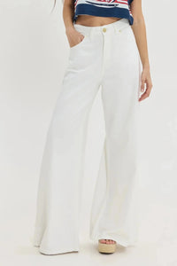 EXTRA WIDE LEG DENIM PANTS "SALEM" WHITE