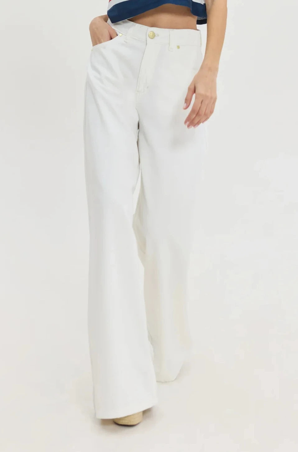 EXTRA WIDE LEG DENIM PANTS "SALEM" WHITE
