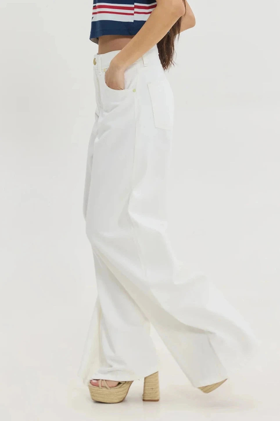 EXTRA WIDE LEG DENIM PANTS "SALEM" WHITE