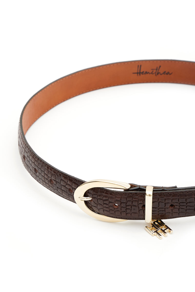 LEATHER BELT "CAMILLA" DARK BROWN