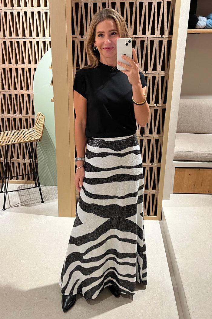 LONG SKIRT WITH SEQUINS "ZEBRA"