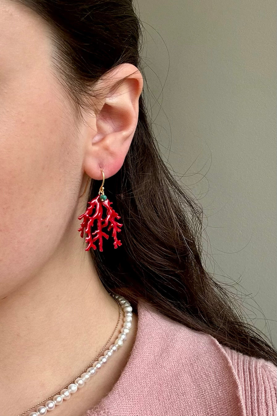 ENAMELED EARRINGS "BIG KORALLI" RED/GOLD