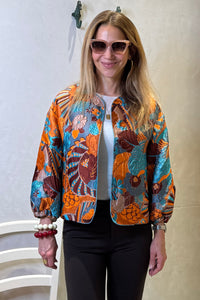 *PRE ORDER* SHORT JAQUARD JACKET „FLOWERDREAM“ ORANGE/MINT