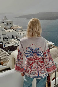 WOVEN COTTON KIMONO JACKET "PALM" MULTICOLOR